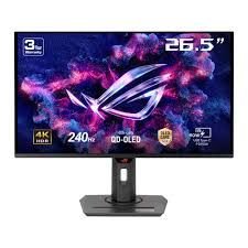ASUS ROG STRIX XG27UCDMG 26.5 OLED 3840x2160 0.03ms 240Hz 400cd DP HDMI USB-C VESA 3YIL OLED Anti-Flicker 2.0 özel soğutma bloğu OLED Care Pro Neo Yakınlık Sensörü G-SYNC uyumluluğu VESA DisplayHDR™ 400 True Black homojen parlaklık %99 DCI-P3 gerç