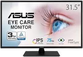 ASUS VP32AQ 31.5 2K IPS 2560x1440 5MS 75HZ DP HDMI MM VESA 3YIL EYECARE PLUS,FLICKER-FREE,CERCEVESIZ,DUSUK MAVI ISIK Monitör