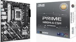 ASUS MB PRIME H810M-A-CSM Intel H810 LGA1851 DDR5 6400 DP HDMI Çift M2 USB3.2 AURA RGB mATX 6+1+1+1 Güç Aşamaları, Uzaktan Yönetim Yazılımı, Ready for Advanced AI PC