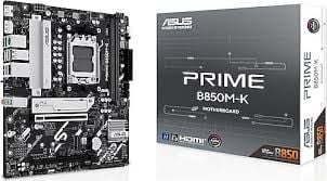 ASUS PRIME B850M-K AMD B850 AM5 DDR5 8200 DP HDMI Çift M2 USB3.2 AURA RGB 2.5Gbit LAN mATX 8+2+1 Güç Aşamaları, 1xGen5 M.2, Advanced AI PC-Ready