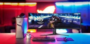 ASUS ROG STRIX XG49VQ 49 GAMING VA KAVISLI AURA RGB FREESYNC 2 HDR DFHD 3840X1080 1MS 144HZ DP HDMI USB MM VESA 3YIL ULTRA-WIDE HDR,DUSUK MAVI ISIK,YUKSEKLIK AYARI Monitör