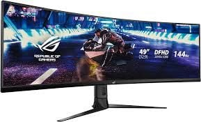 ASUS ROG STRIX XG49VQ 49 GAMING VA KAVISLI AURA RGB FREESYNC 2 HDR DFHD 3840X1080 1MS 144HZ DP HDMI USB MM VESA 3YIL ULTRA-WIDE HDR,DUSUK MAVI ISIK,YUKSEKLIK AYARI Monitör