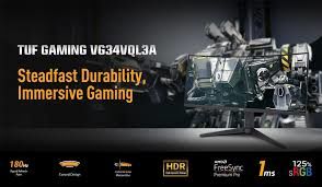 34  ASUS TUF GAMING VG34VQL3A 34 HDR VA KAVISLI FREESYNC 3440x1440 1MS 180HZ DP HDMI USB MM VESA 3YIL EYECARE YUKSEKLIK AYARI 125 Srgb Monitör