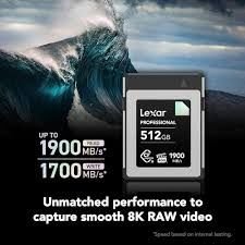 LEXAR 512GB LCXEXDM512G-RNENG PROFESSIONAL CFEXPRESS TYPE-B CARD UP TO 1900MB/S READ 1700MB/S WRITE VPG 400