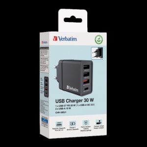 49700 CHR-30EU1 USB CHARGER 30W WITH 1 X USB-C PD 20 W/1XUSB-A QC 3.0/2 XUSB