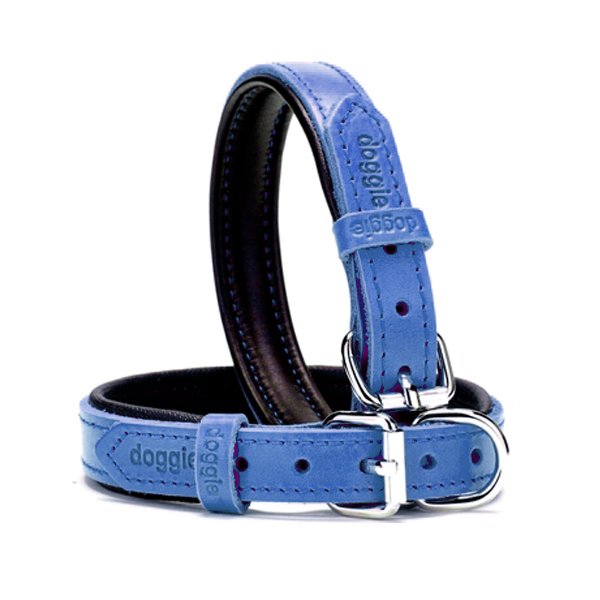 Doggie Yumuşak Deri Boyun Tasması S 2x30-35cm Mavi
