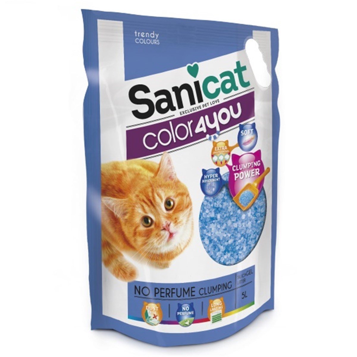 Sanicat Color Parfümsüz Topaklanan Silika Kedi Kumu 5 L