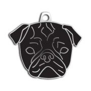 Dalis Pet Tag Pug Köpek Künyesi (Siyah)