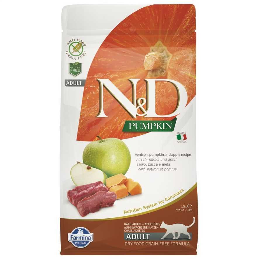 N&D Balkabaklı Geyik Etli Elmalı Kedi maması 1.5