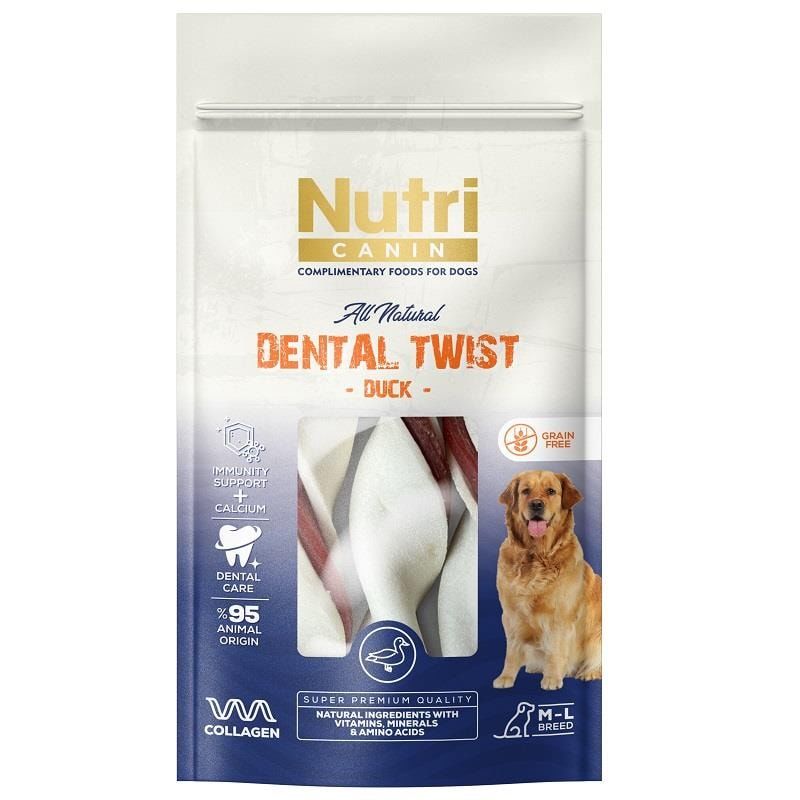 Nutri Canin Dental Twist Ördekli Köpek Ödülü S/M 80 Gr