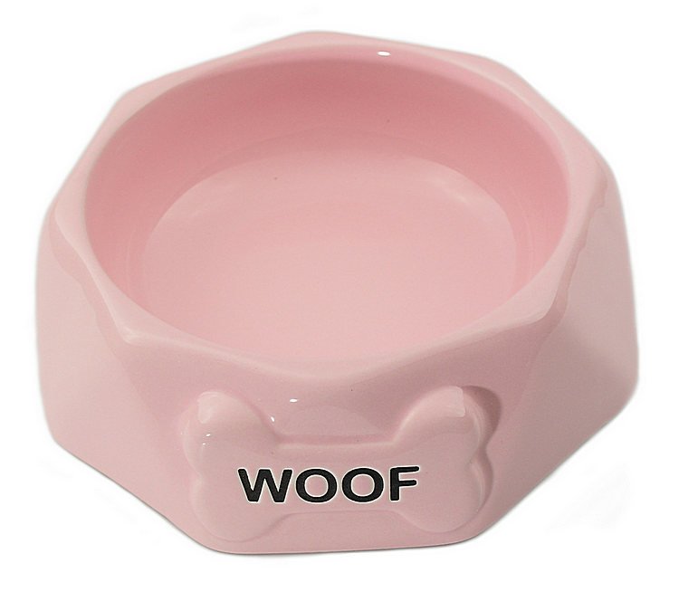 Köpek Seramik Mama Kabı Woof Pembe