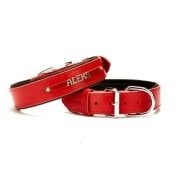 Doggie İsimlikli Deri Boyun Tasması S 2x30-35cm Kırmızı