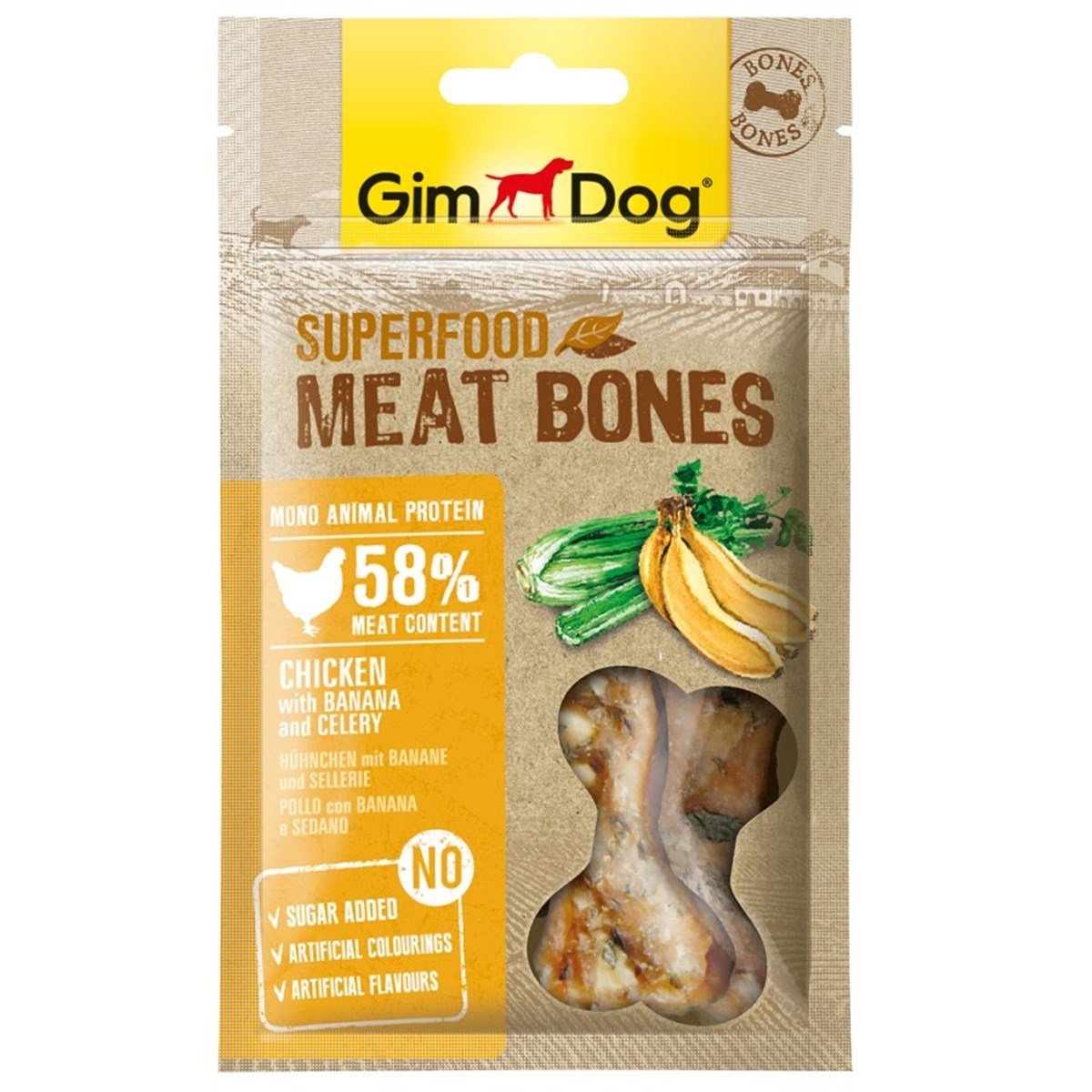 Gimdog Meatbones Tavuk Muz Kereviz Köpek Ödülü 70gr