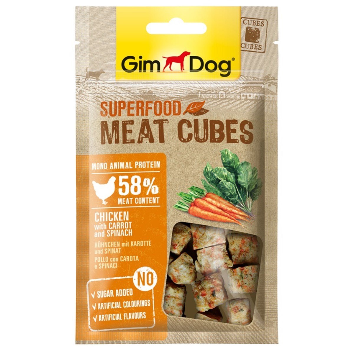 Gimdog Meatcubes Tavuk Havuç Ispanak Küp Köpek Ödülü 40gr