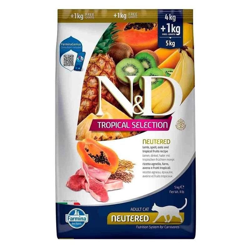 N&D Tropical Kuzu Etli Kısırlaştırılmış Kedi Maması 4kg+1kg