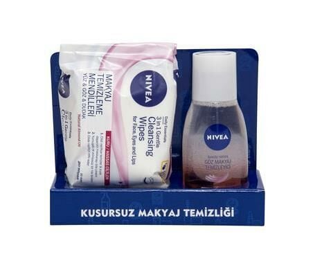 Nivea Bakım Yapan Göz Makyaj Temizleyicisi Pembe 125Ml + Mendil HEDİYELİ