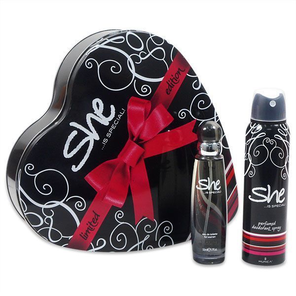 She Special Siyah Set Kalp 50ml Edt + Deodorant + Vücut Losyonu 3lü Set