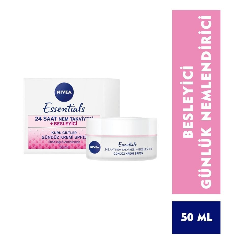 Nivea Essential 24 Saat Nem Takviyesi Besleyici Gündüz Kremi 50ml Kuru Ciltler