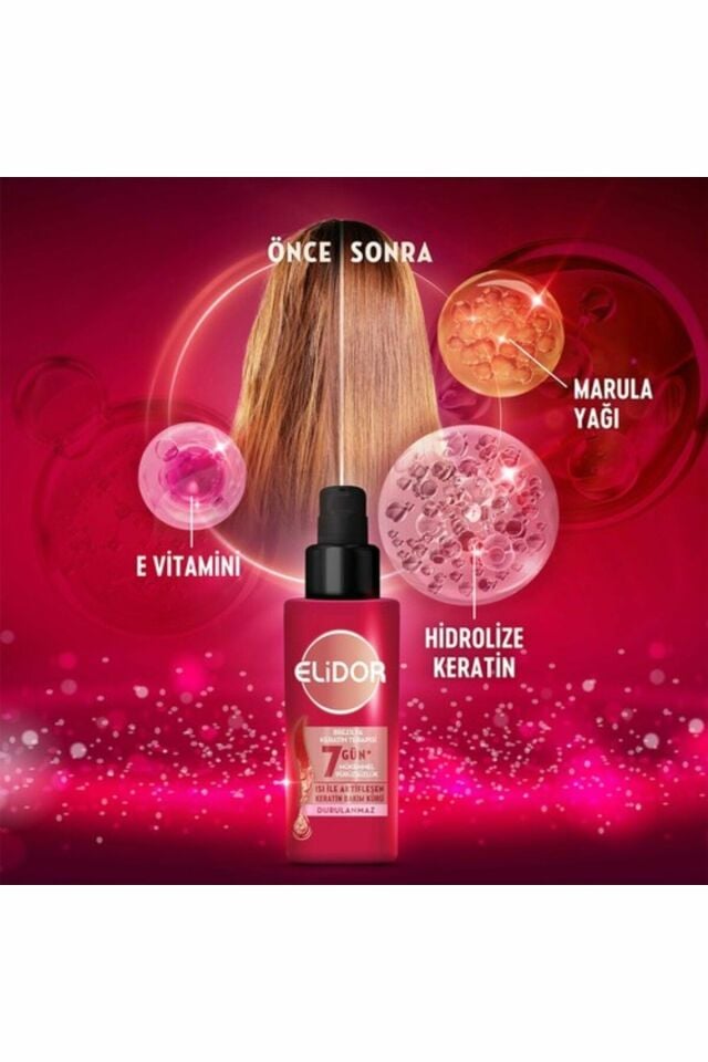 Elidor Isı İle Aktifleşen Keratin Bakım Kürü Brezilya Keratin Terapisi Hidrolize Keratin Marula Yağı E Vitamini 90 ml