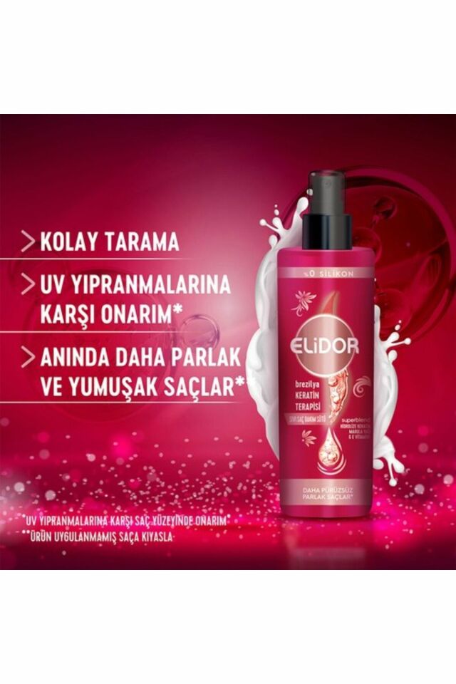 Elidor Sıvı Saç Bakım Sütü Brezilya Keratin Terapisi Hidrolize Keratin Marula Yağı E Vitamini 200 ml