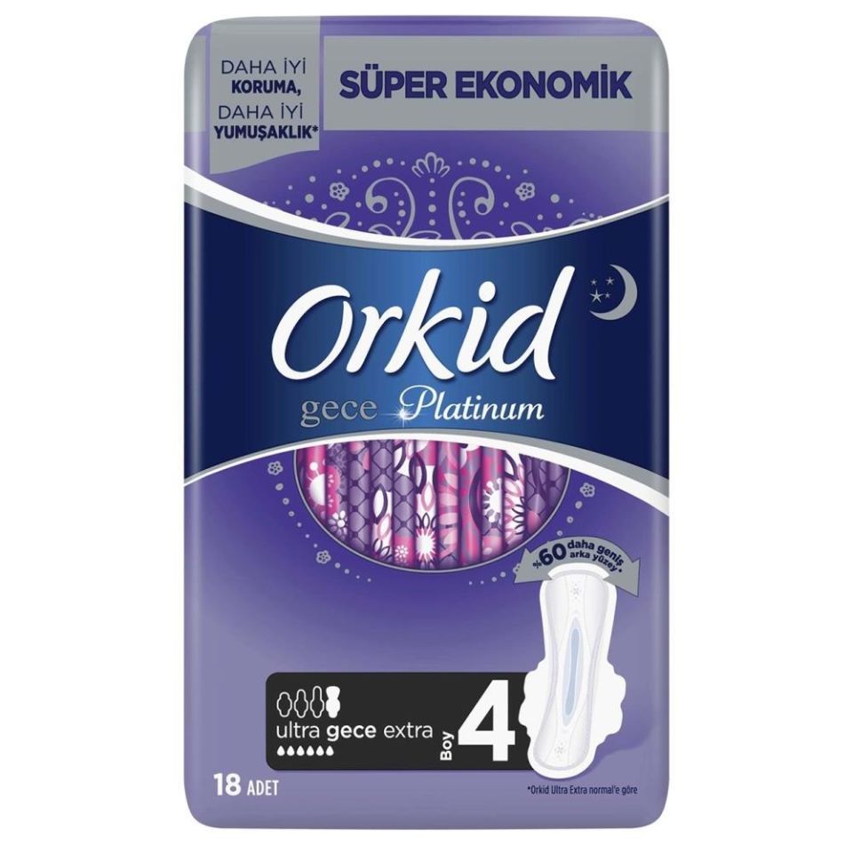 Orkid Platinum Gece Ultra Extra Hijyenik Ped 18 li