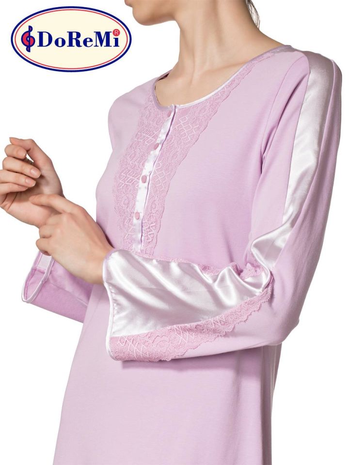 Pierre Cardin DoReMi Uzun Kollu Penye Gecelik Lila S-M -  - 002-000328