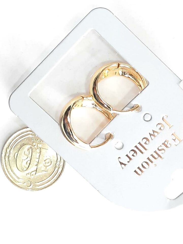 Altın Renkli Halka Küpe Düz Desen Yuvarlak