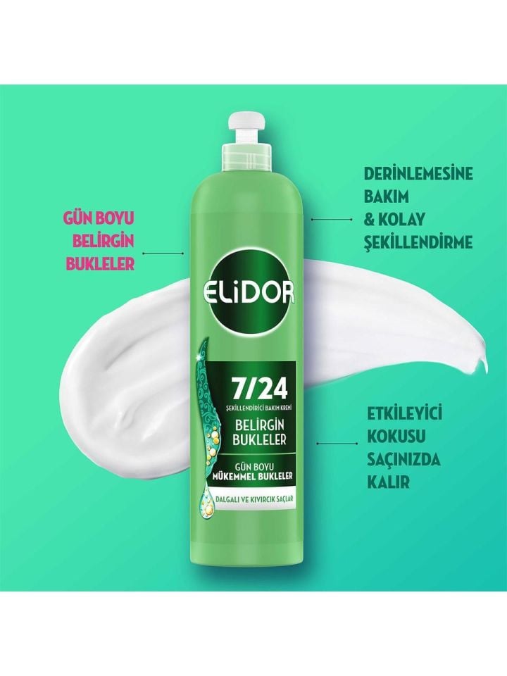 Elidor 7/24 Saç Kremi 240 Ml Belirgin Bukleler Yeşil Günboyu Mükemmel Bukleler