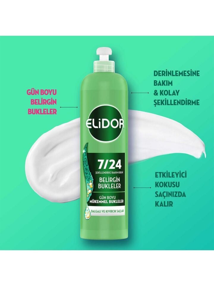 Elidor 7/24 Saç Kremi 240 Ml Belirgin Bukleler Yeşil Günboyu Mükemmel Bukleler