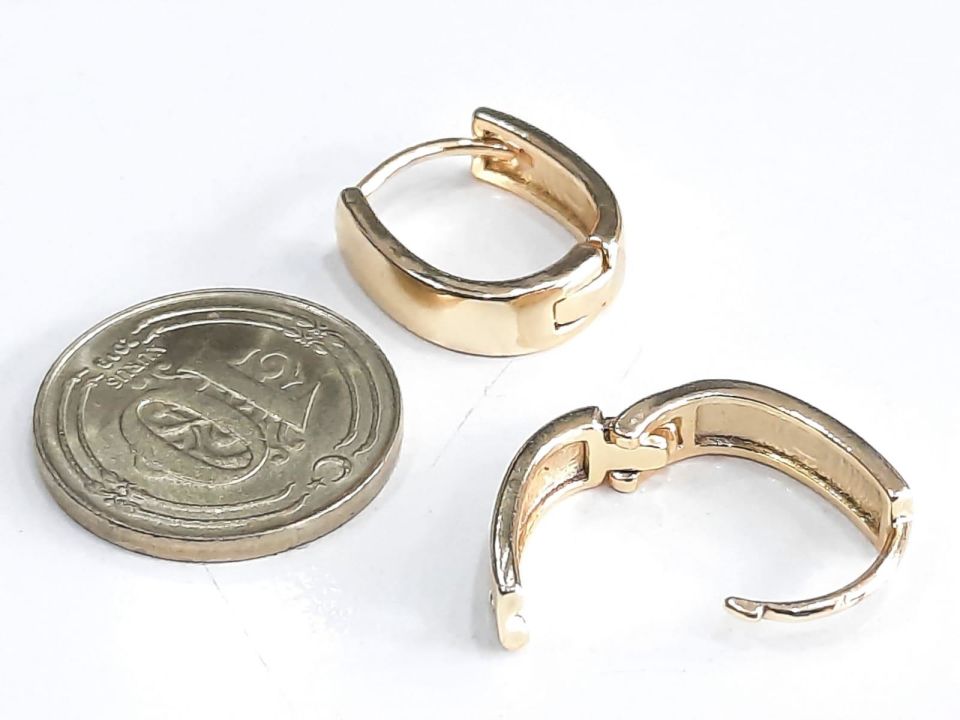 Altın Renkli Halka Küpe Düz Desen Aşağı Uzun