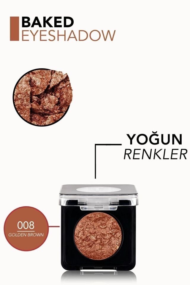 Flormar Yoğun Işıltılı Göz Farı - 008 Golden Brown - Baked Eyeshadow - 8682536052481