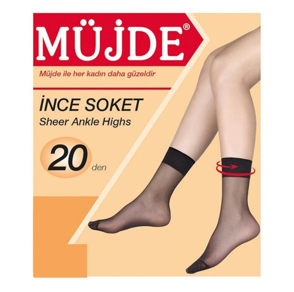 Müjde İnce Soket 500/ Siyah Bilek Çorabı