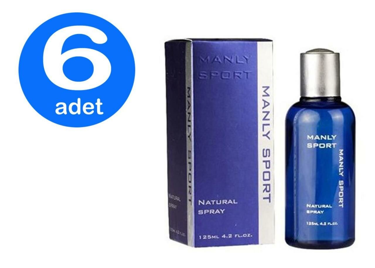 6 x Manly Sport 125 Ml Mavi Erkek Parfümü