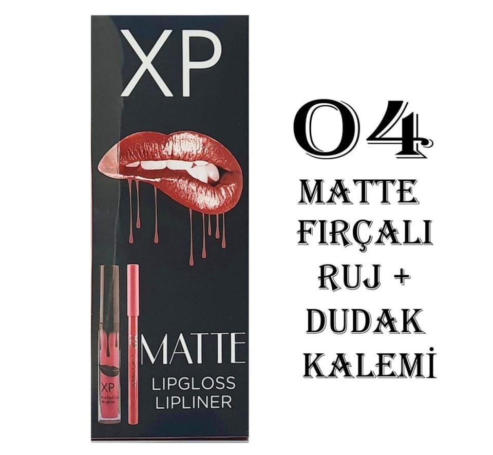 XP Matte Lip Gloss 04 Fırçalı Mat Ruj + Dudak Kalemi