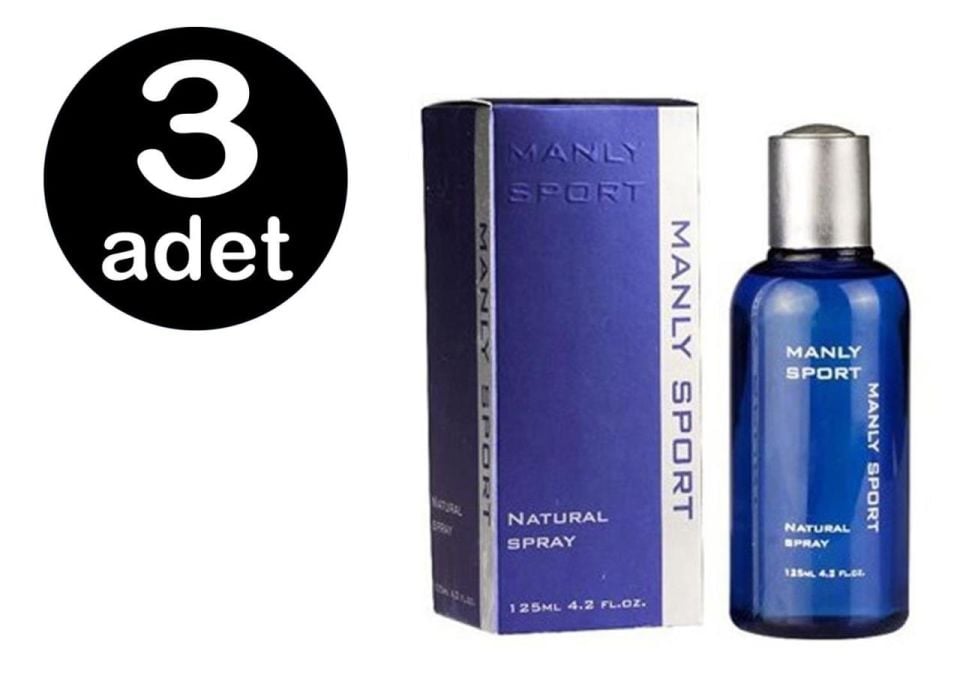 3 x Manly Sport 125 Ml Mavi Erkek Parfümü