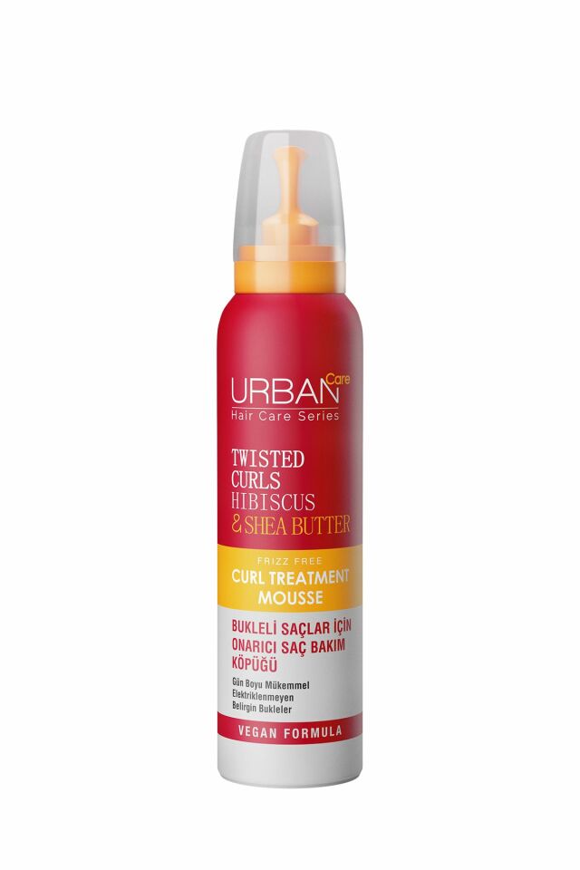 Urban Care Bukleli Saçlar için Onarıcı Saç Bakım Köpüğü 150 Ml. Twisted Curls Hibiscus - Shea Butter Curl Mousse - Saç Köpüğü