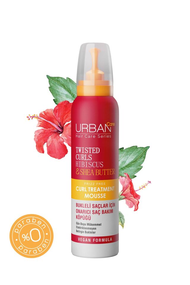 Urban Care Bukleli Saçlar için Onarıcı Saç Bakım Köpüğü 150 Ml. Twisted Curls Hibiscus - Shea Butter Curl Mousse - Saç Köpüğü
