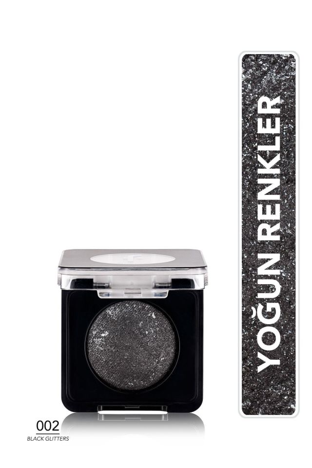 Flormar Yoğun Işıltılı Göz Farı - 002 Black Glitters- Baked Eyeshadow - 8682536052368