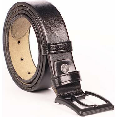 Karalı Düz Siyah Kösele Deri Kemer 4 cm Unisex - 3171 - 1