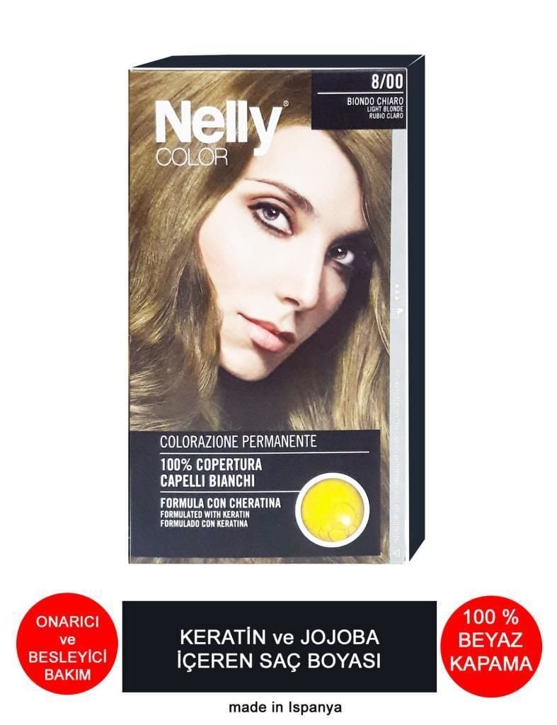 Nelly Jojoba ve Keratinli Saç Boyası 8.00 Açık Kumral