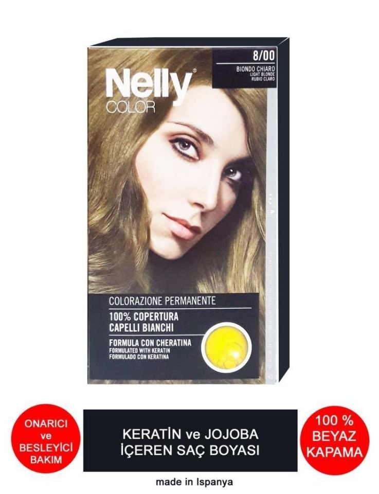 Nelly Jojoba ve Keratinli Saç Boyası 8.00 Açık Kumral