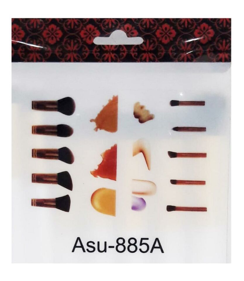 Ocean 10 Parça Makyaj Fırça Seti Siyah ve Gold Renkte Ahşap Saplı