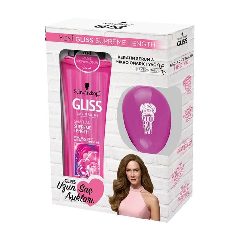 Gliss Şampuan 525 ml Supreme Length + Özel Tarak Hediyeli Zarar Görmüş Saçlar