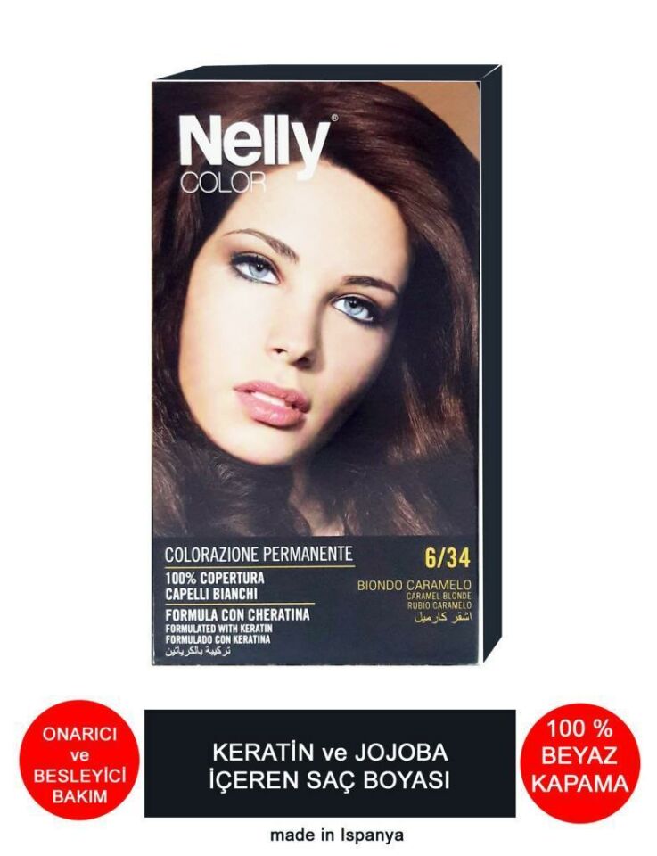Nelly Jojoba ve Keratinli Saç Boyası 6.34 Karamel