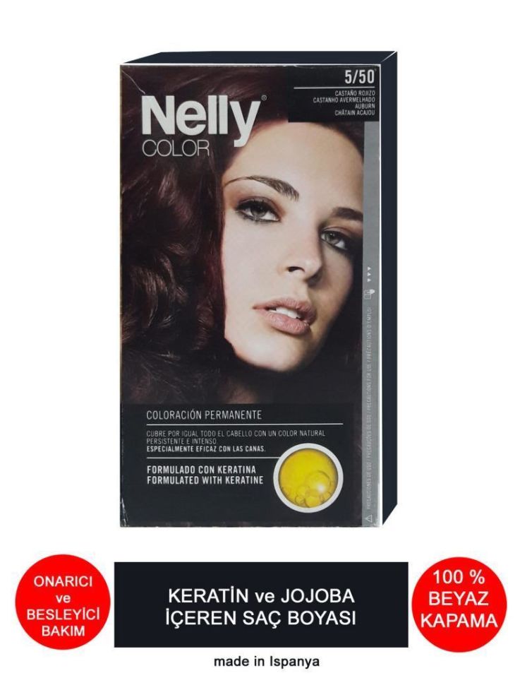 Nelly Jojoba ve Keratinli Saç Boyası 5.50 Kestane Kızıl