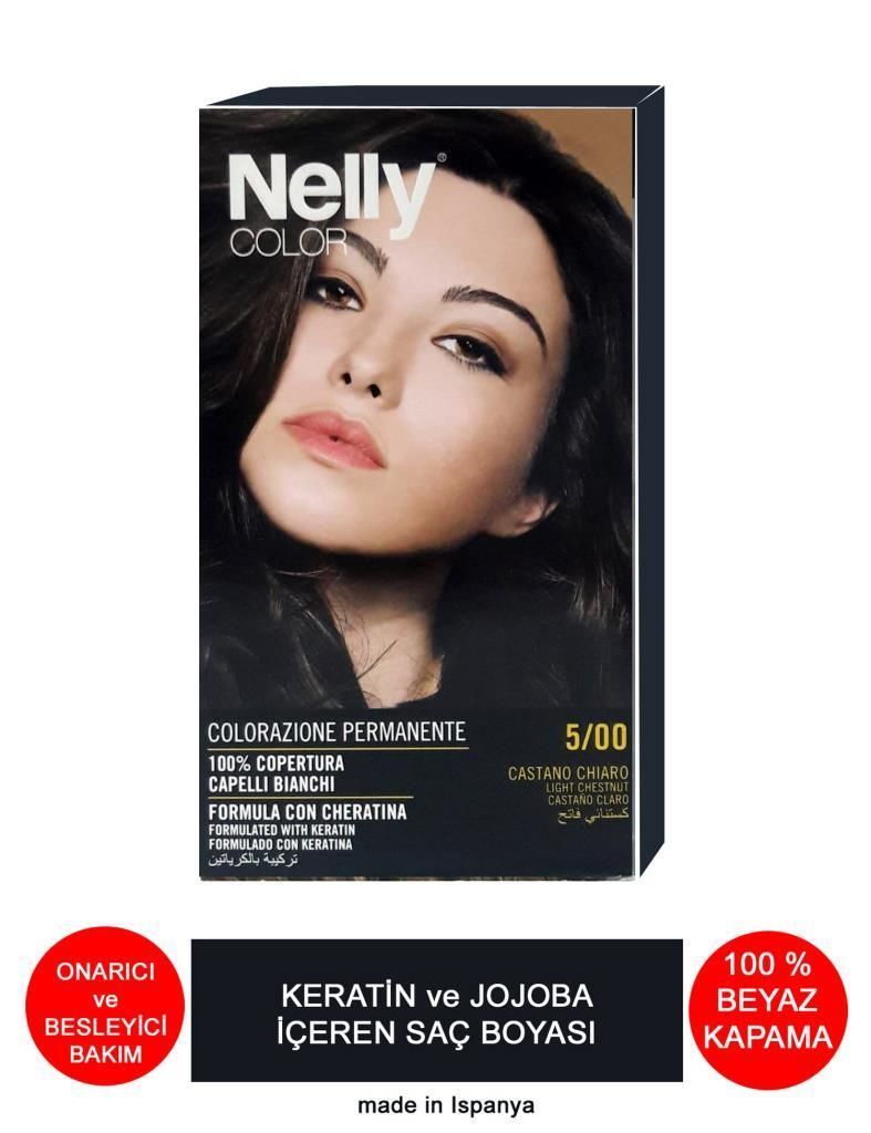 Nelly Jojoba ve Keratinli Saç Boyası 5.00 Açık Kestane