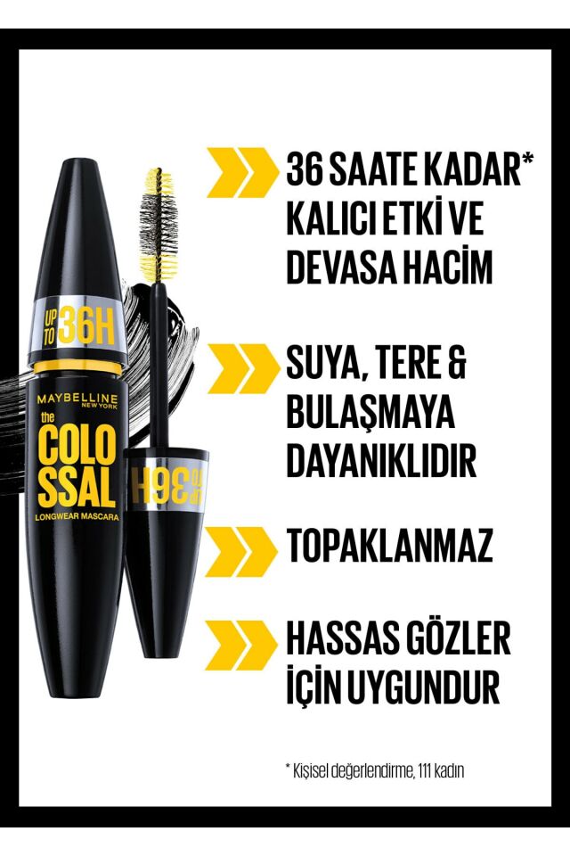 Maybelline New York Colossal 36h Suya Dayanıklı Siyah Maskara