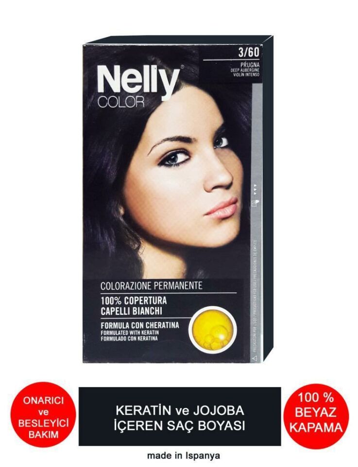 Nelly Jojoba ve Keratinli Saç Boyası 3.60 Patlıcan Moru