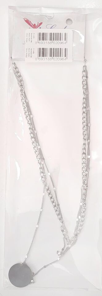 X-Lady Accessories Kadın Katlı Zincir Kolye Pullu Gümüş Renk