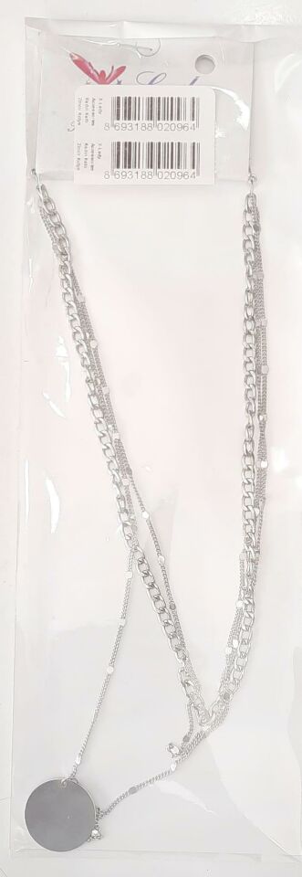 X-Lady Accessories Kadın Katlı Zincir Kolye Pullu Gümüş Renk